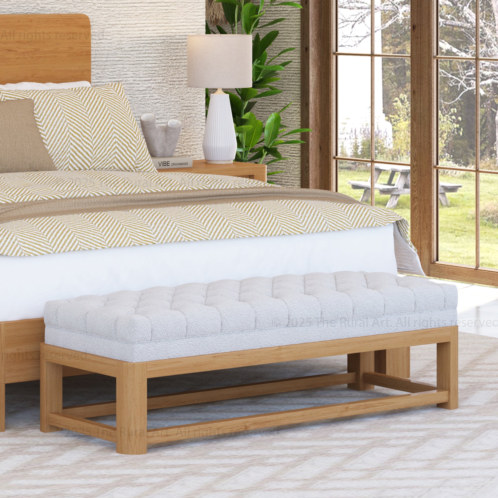 Levittown Upholstered Bedroom Bench with Solid Wood Frame End-of-Bed Seating