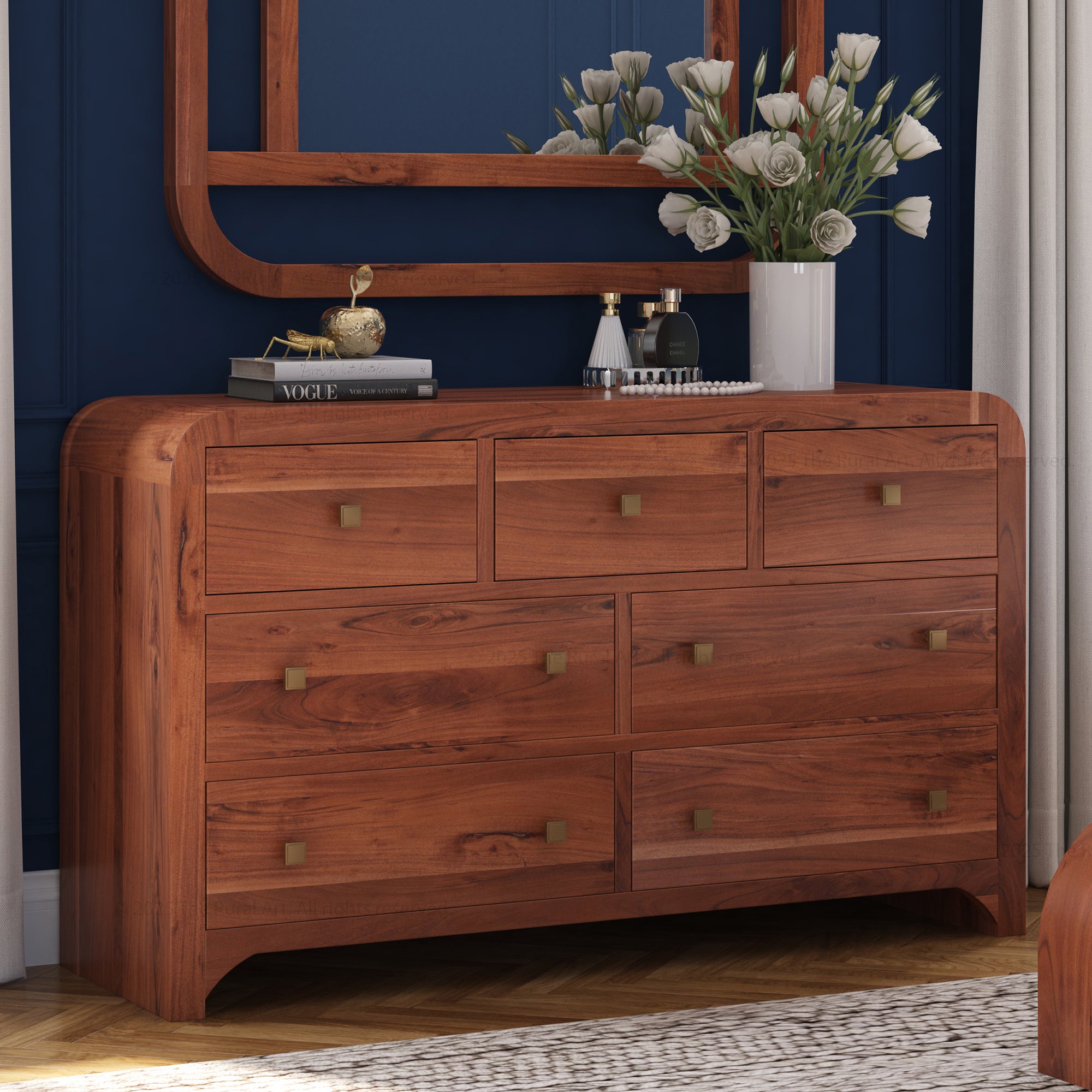 all wood dresser Keira Solid Wood 6-Drawer Dresser 34"