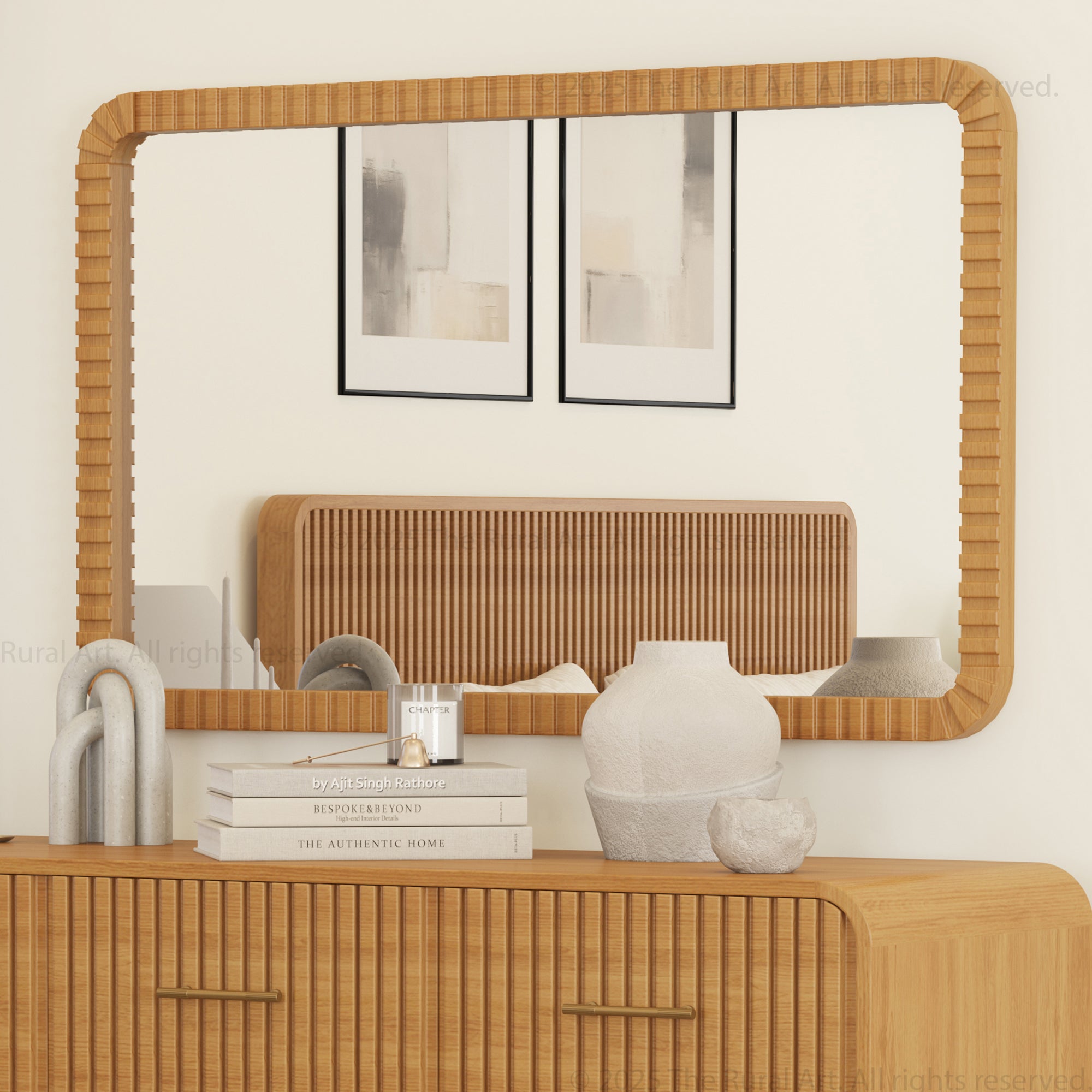 Lewes Fluted Wood Mirror | Framed Wall Mirror in Solid Wood