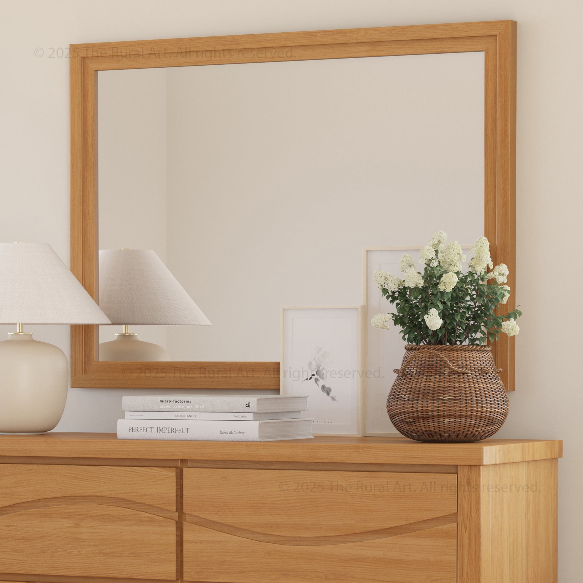 Solid Wood Framed Wall Mirror with Clean Edge Detailing