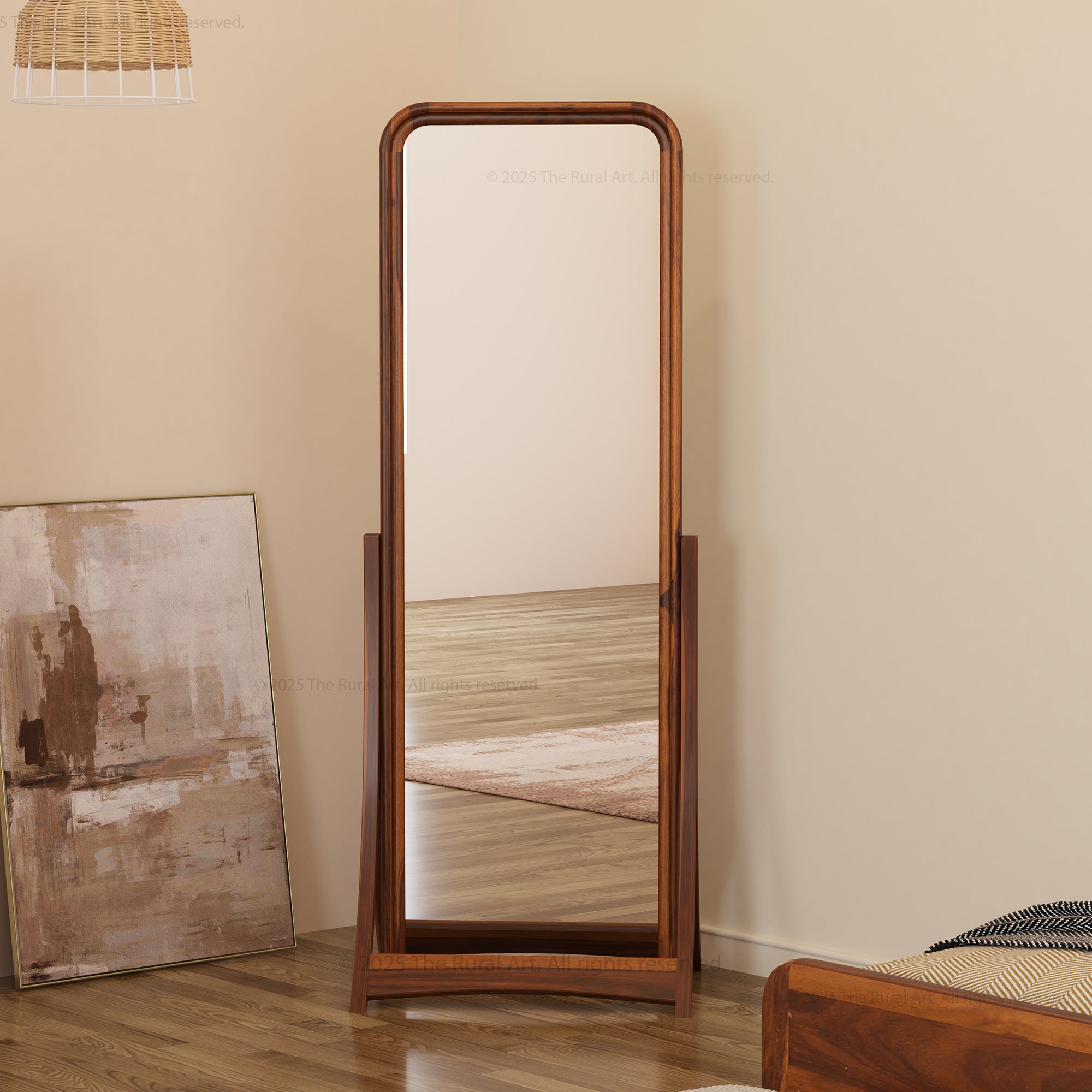 Garland Solid Wood Full-Length Freestanding Dressing Mirror with Rounded Frame