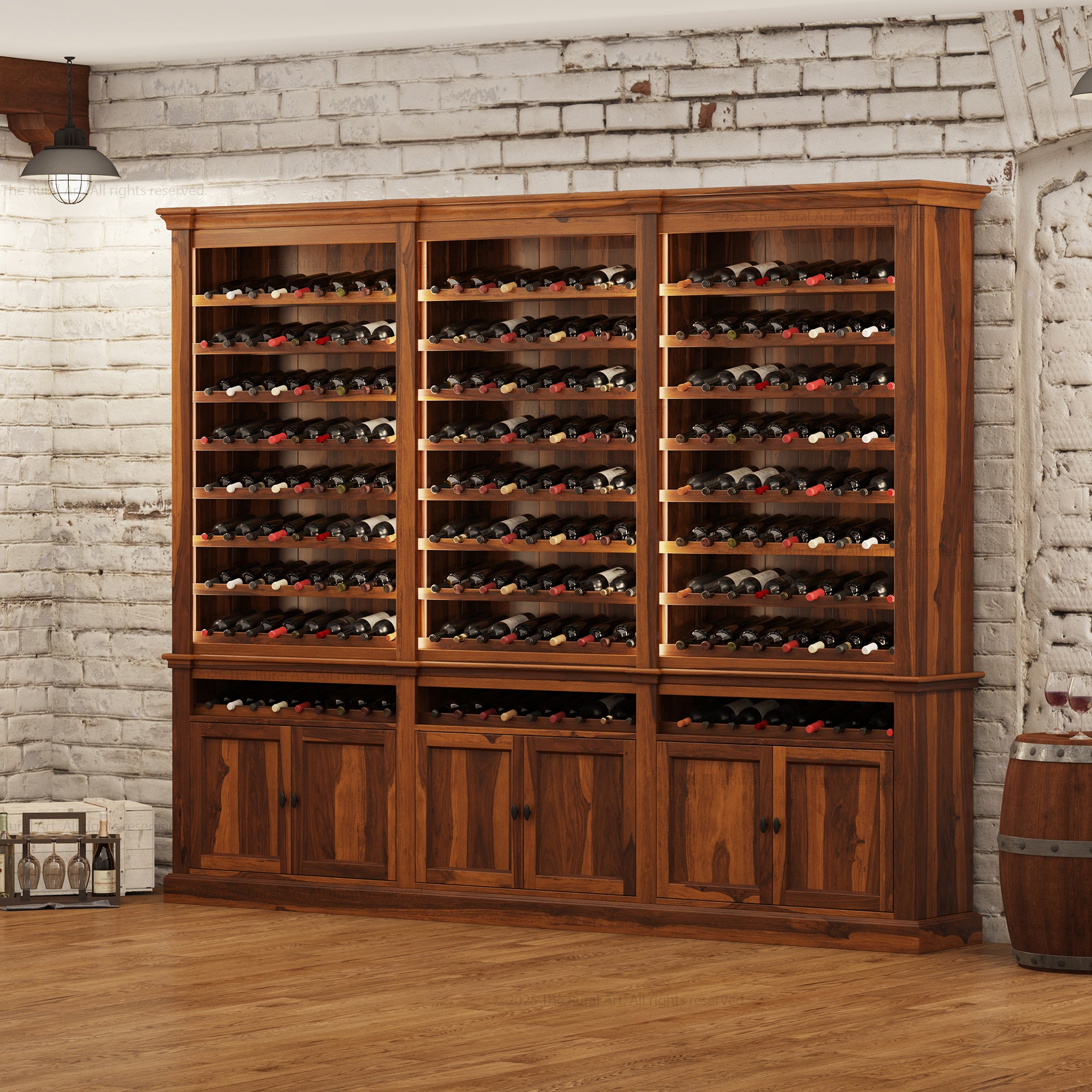 Grand 300 Bottle Wine Cellar Storage Rack Handcrafted In Solid Wood
