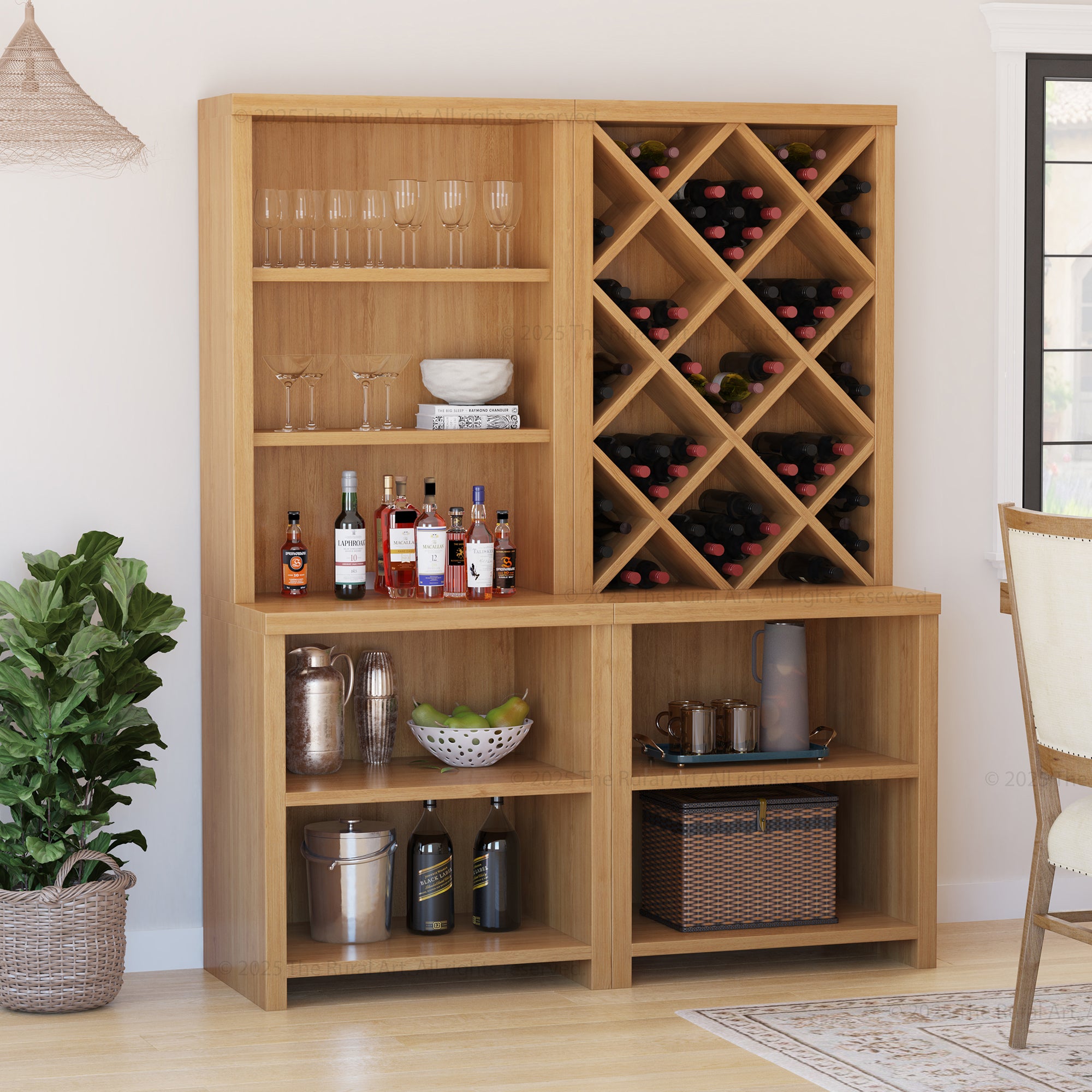 Modena Modular Wine Bar Hutch With or Without Fridge Space