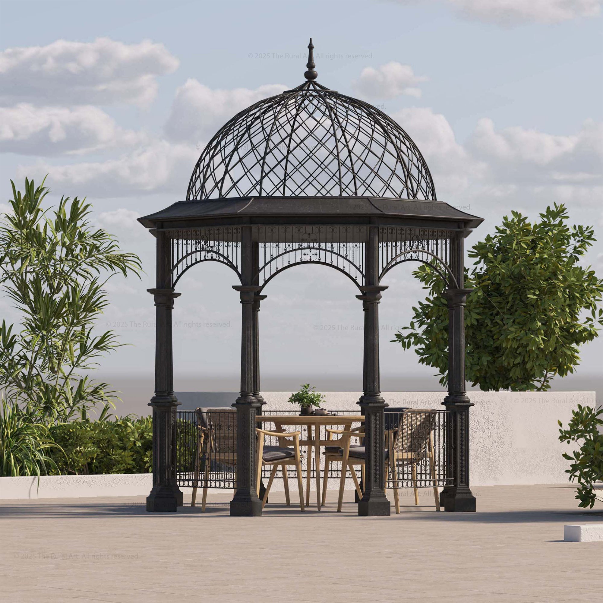 Victorian Wrought Iron Garden Dome Gazebo – Handcrafted Outdoor Elegance