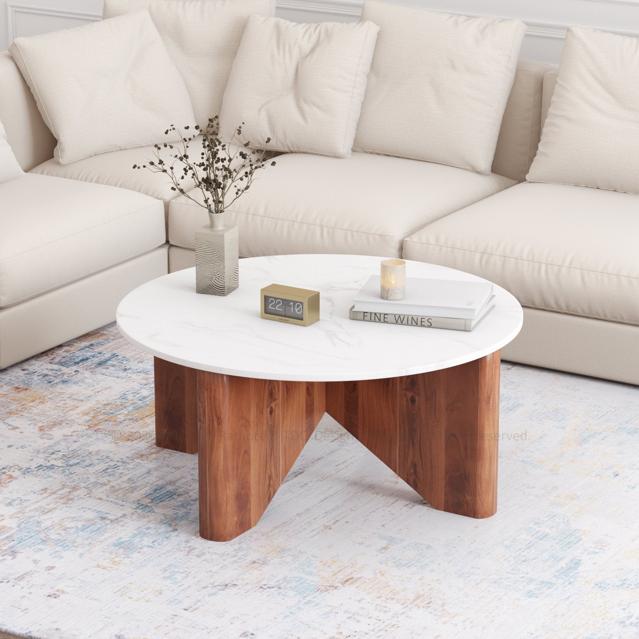 Austin Luxe Solid Wood Marble Coffee Table