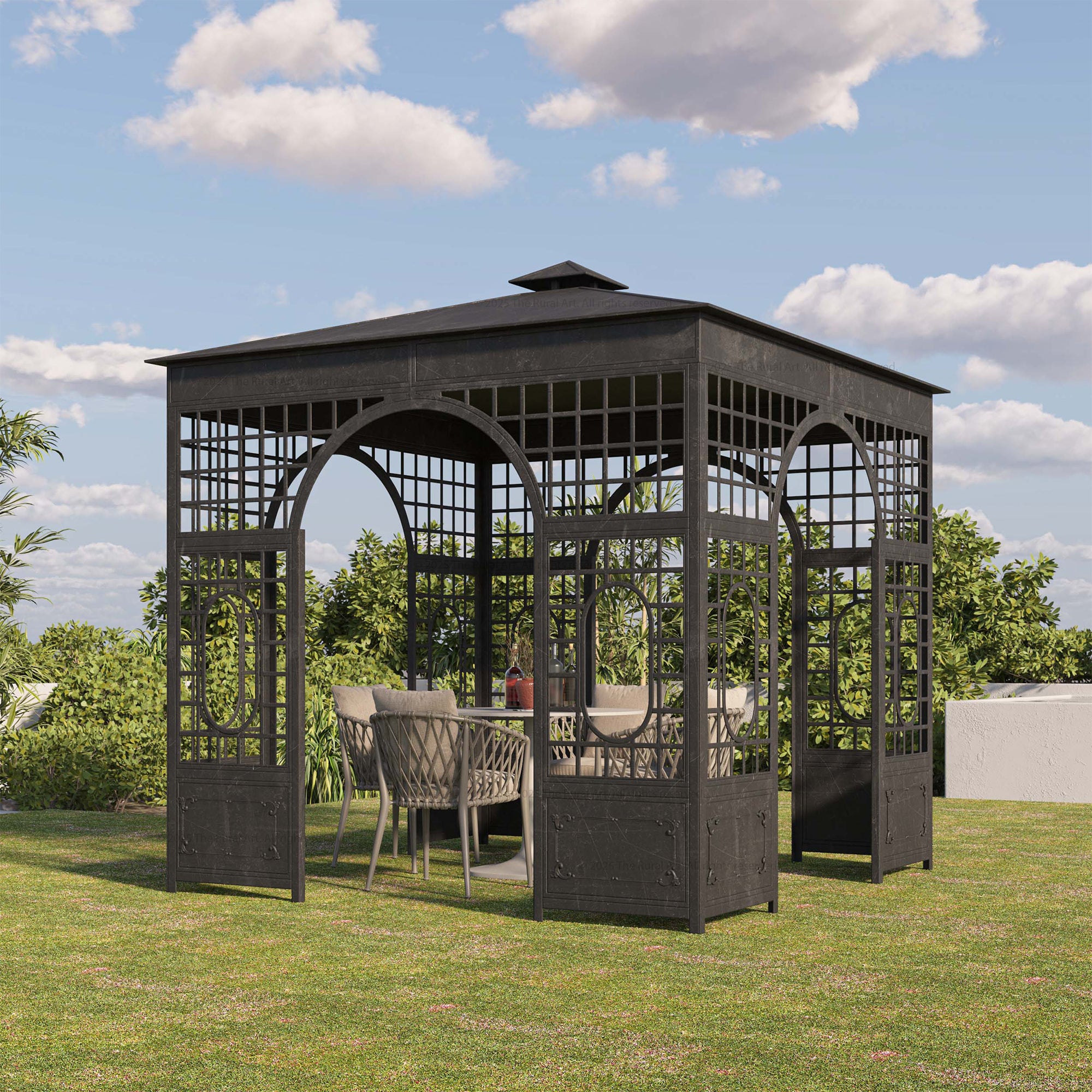 Old Estate Wrought Iron Garden Gazebo – Timeless Architectural Elegance