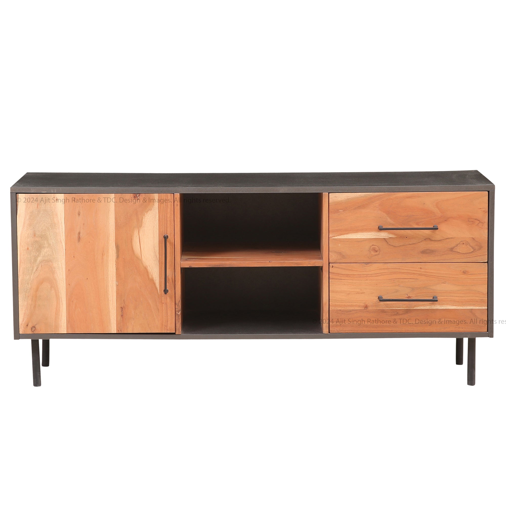Industrial Charm Solid Wood TV Stand & Media Console