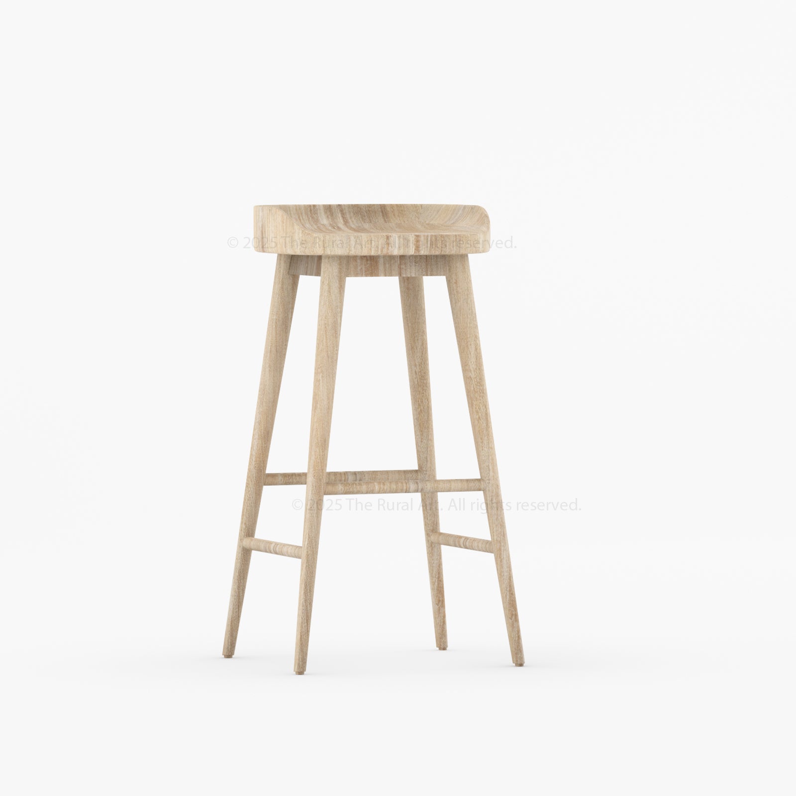Ithaca Solid Wood Bar Stool Sculpted Seat Japandi Style