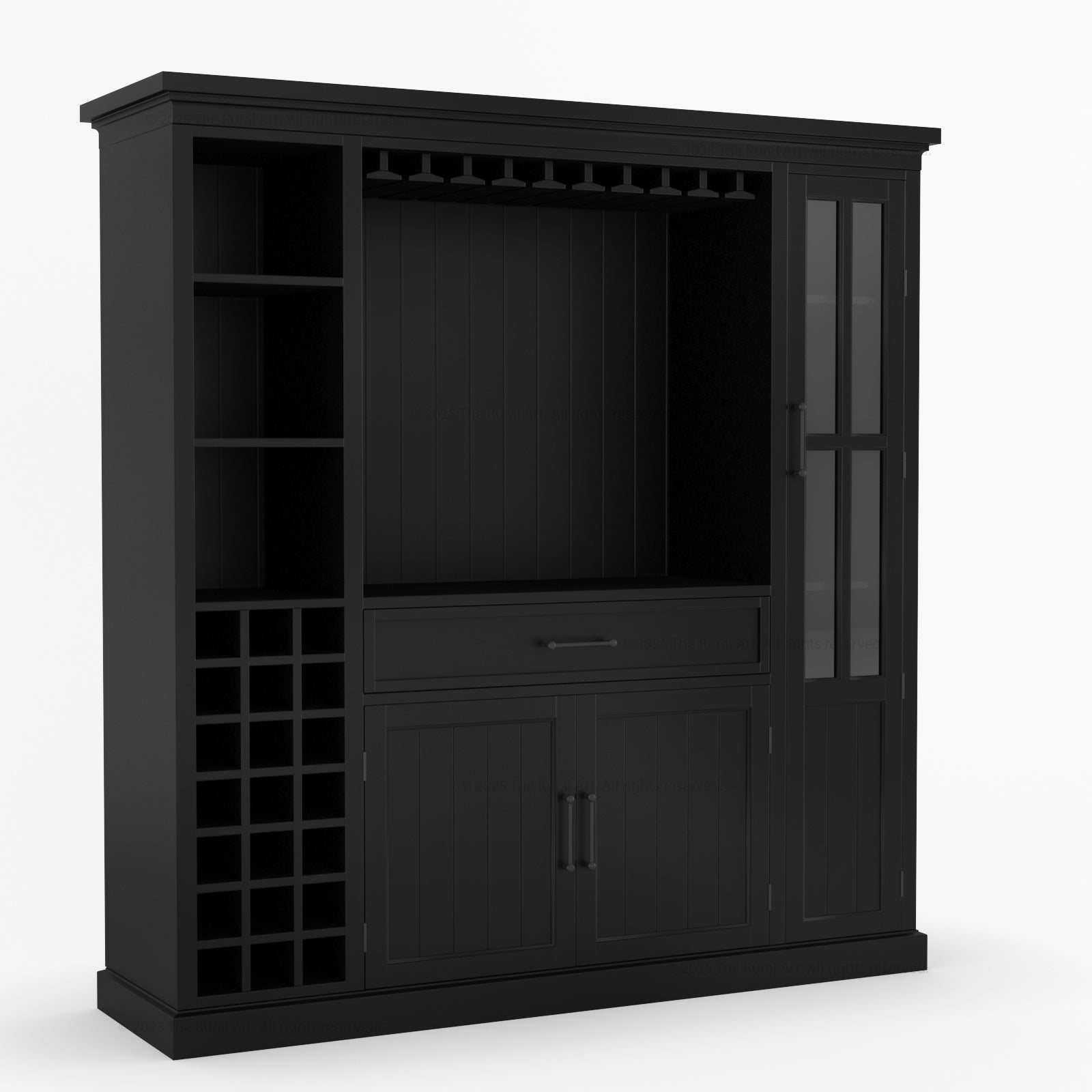 Montecito Solid Wood Wine Bar Cabinet With Stemware Rack