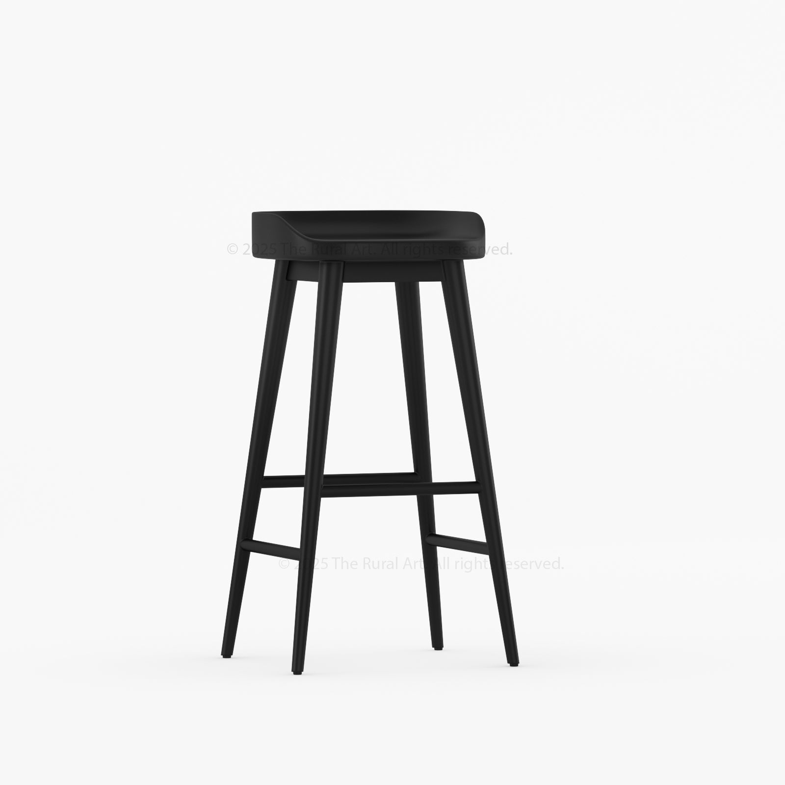 Ithaca Solid Wood Bar Stool Sculpted Seat Japandi Style
