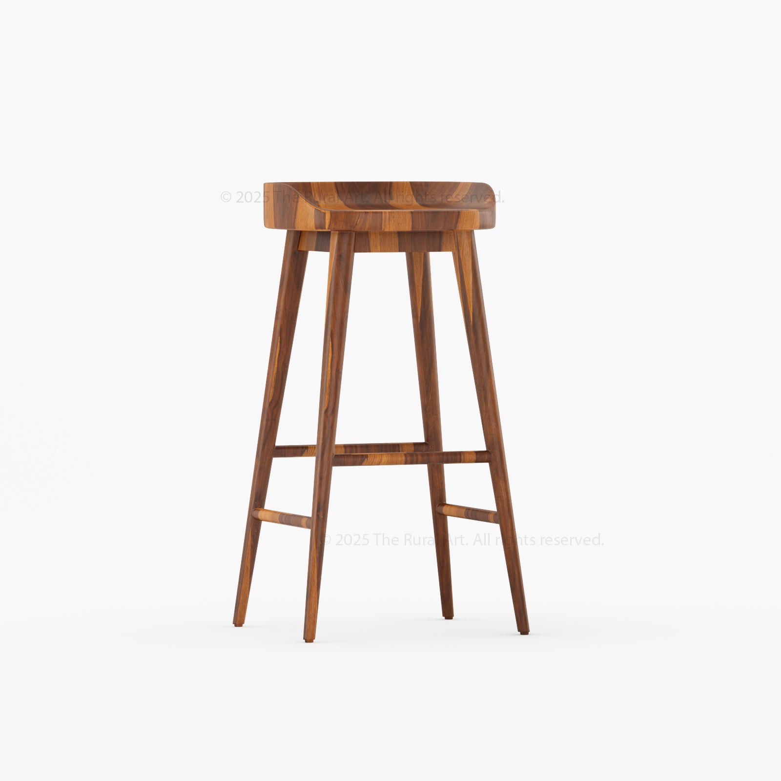 Ithaca Solid Wood Bar Stool Sculpted Seat Japandi Style