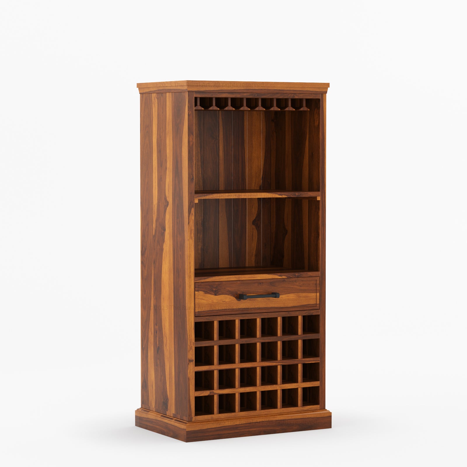 Palo Alto Solid Wood Wine Bar Cabinet with Glass Rack