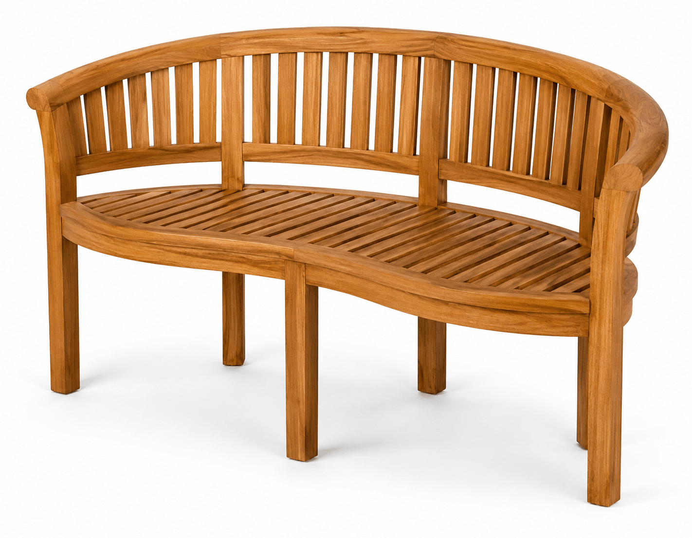 Oraibi Solid Teak Wood Curved Outdoor Bench