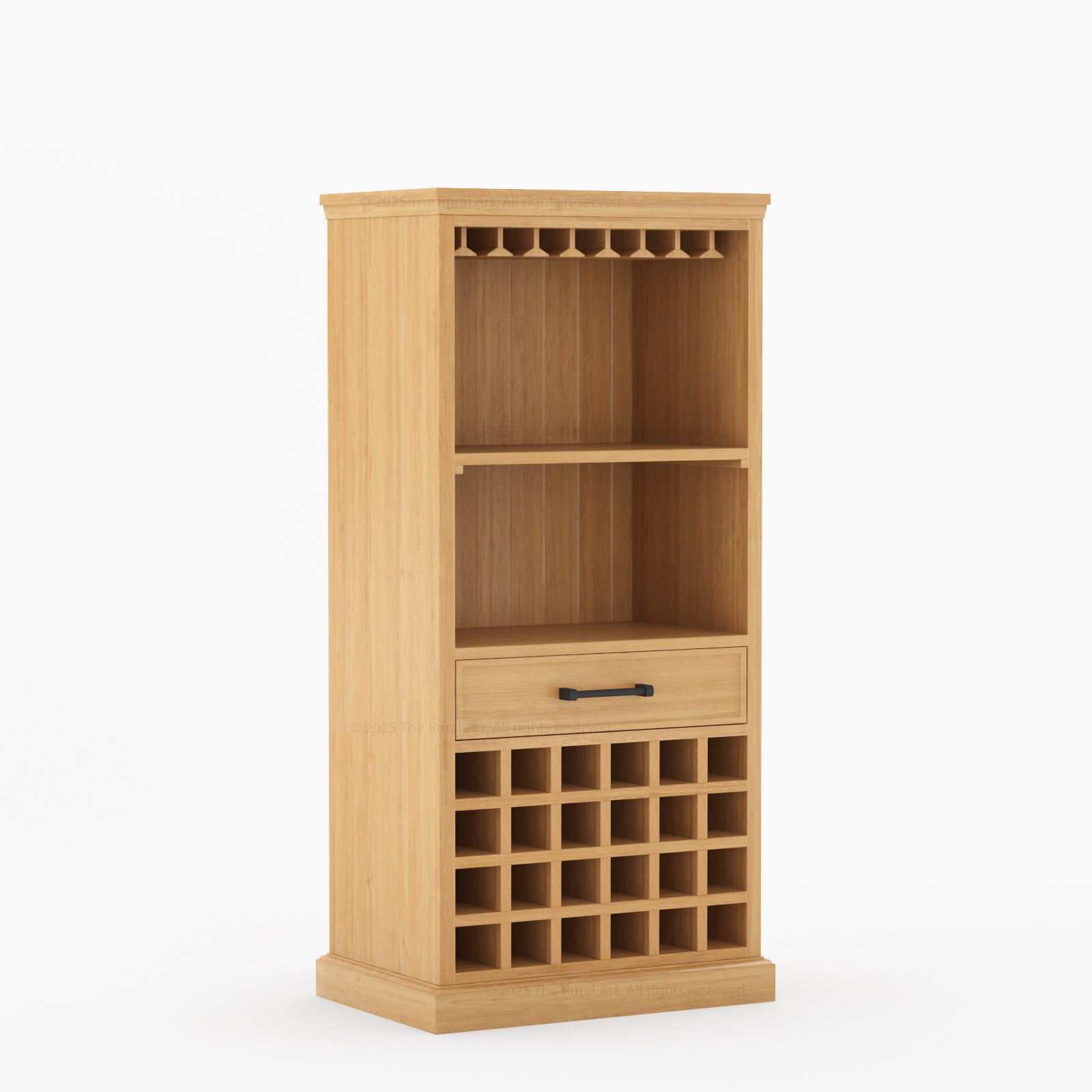 Palo Alto Solid Wood Wine Bar Cabinet with Glass Rack
