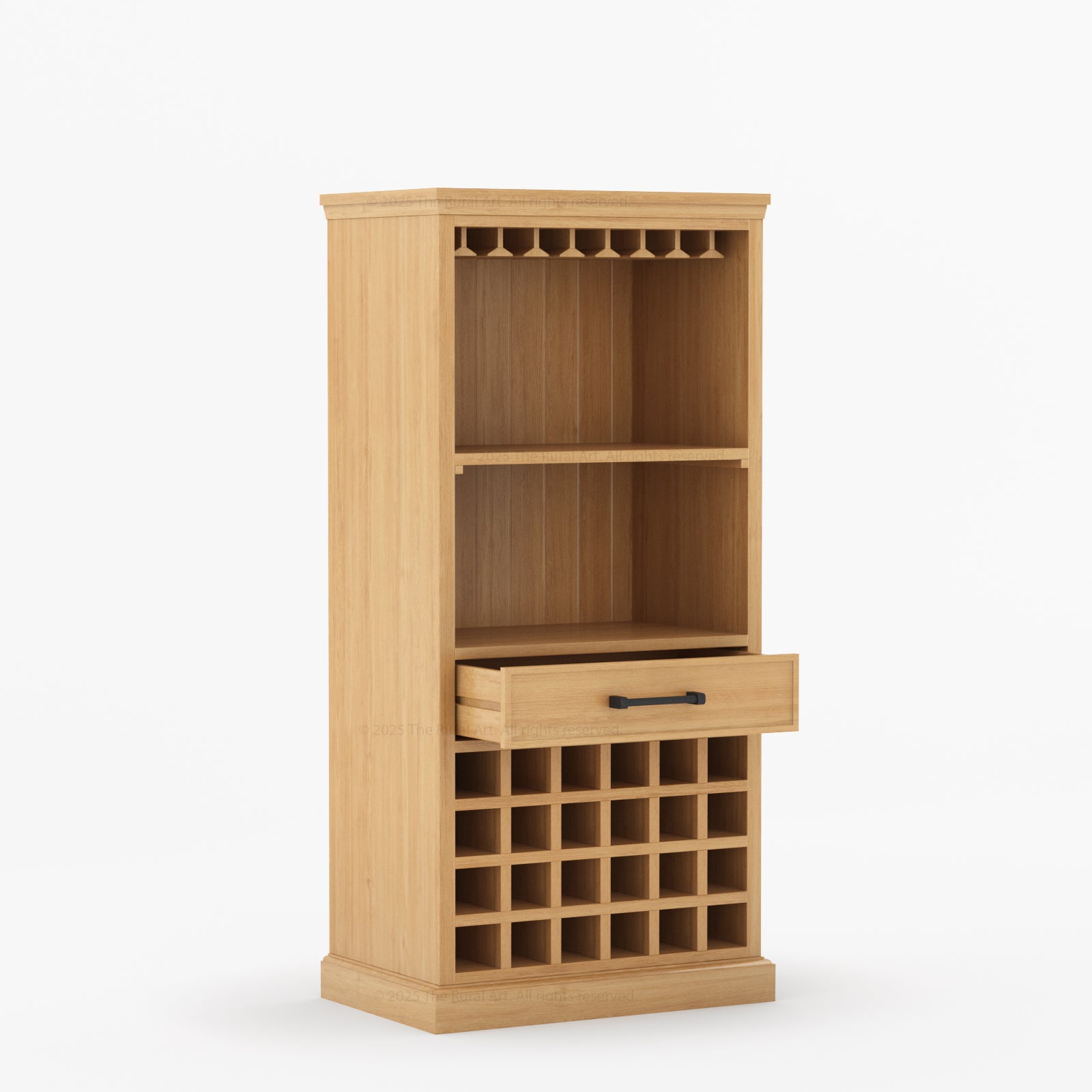 Palo Alto Solid Wood Wine Bar Cabinet with Glass Rack