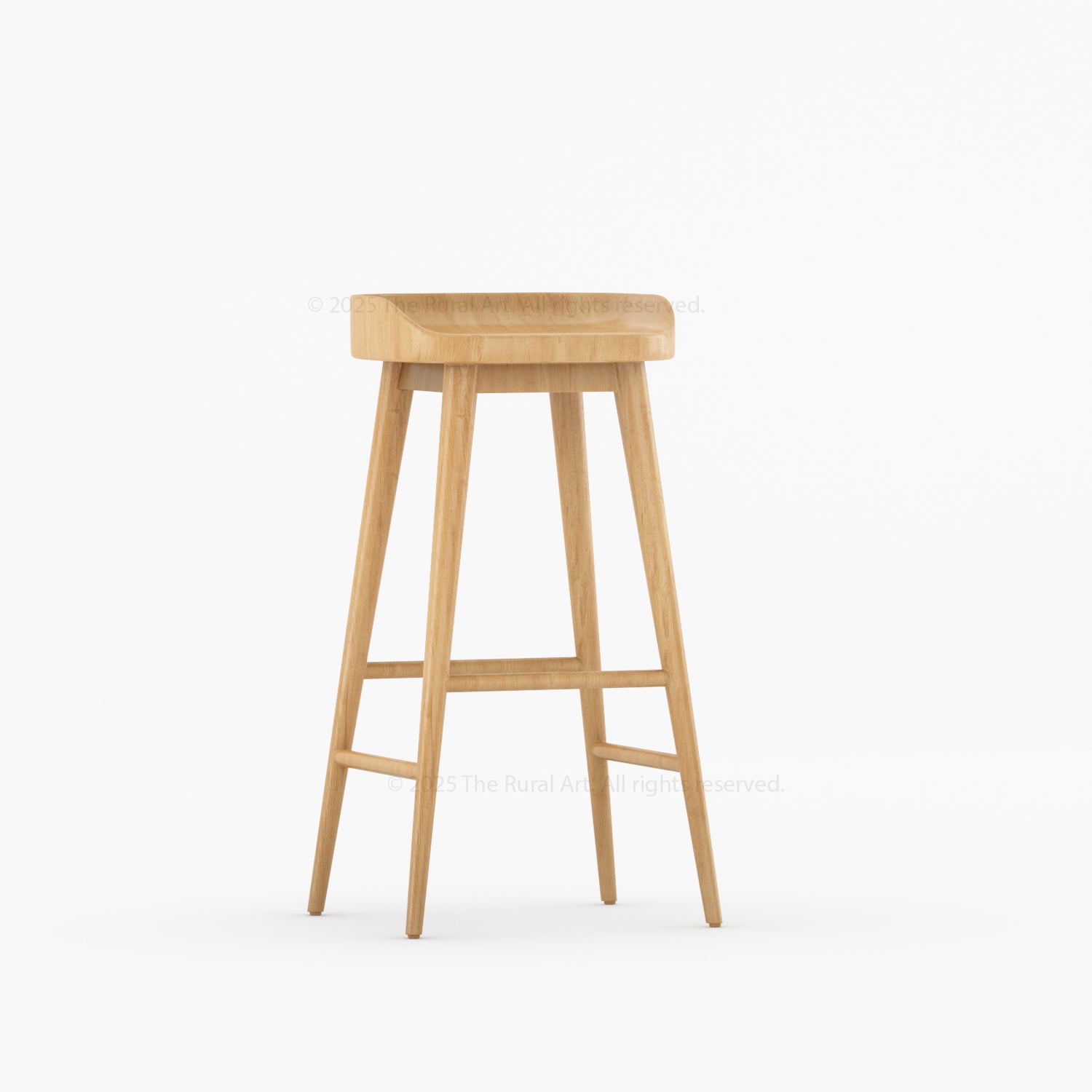 Ithaca Solid Wood Bar Stool Sculpted Seat Japandi Style
