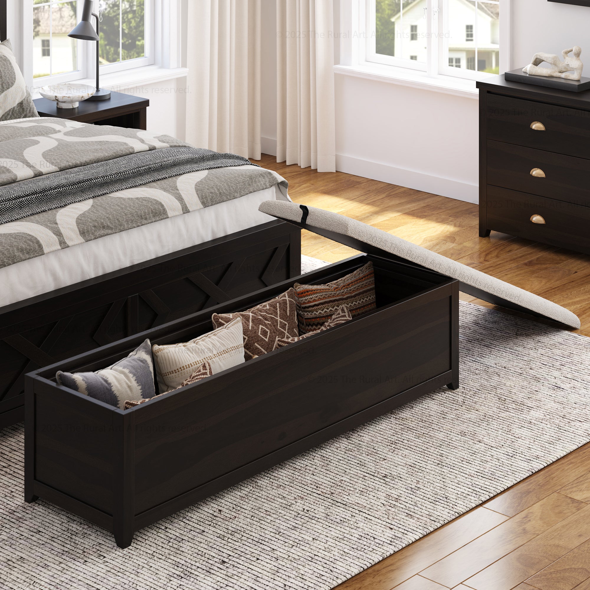 Baytown Solid Wood Bedside Storage Bench with Lift Top