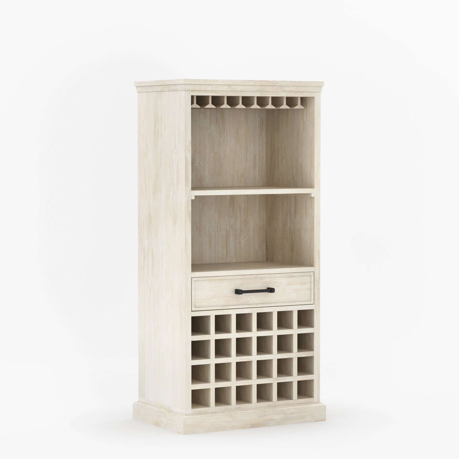 Palo Alto Solid Wood Wine Bar Cabinet with Glass Rack