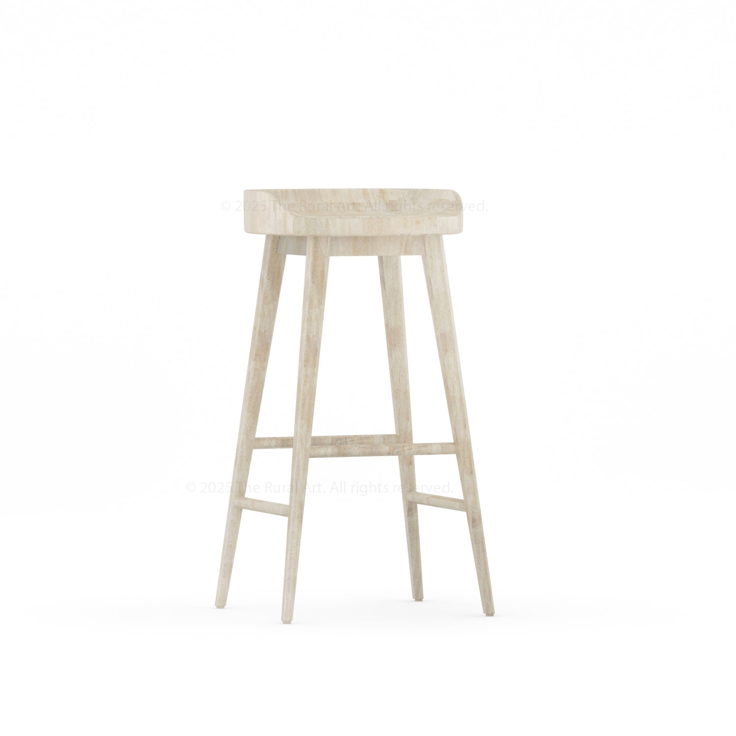 Ithaca Solid Wood Bar Stool Sculpted Seat Japandi Style