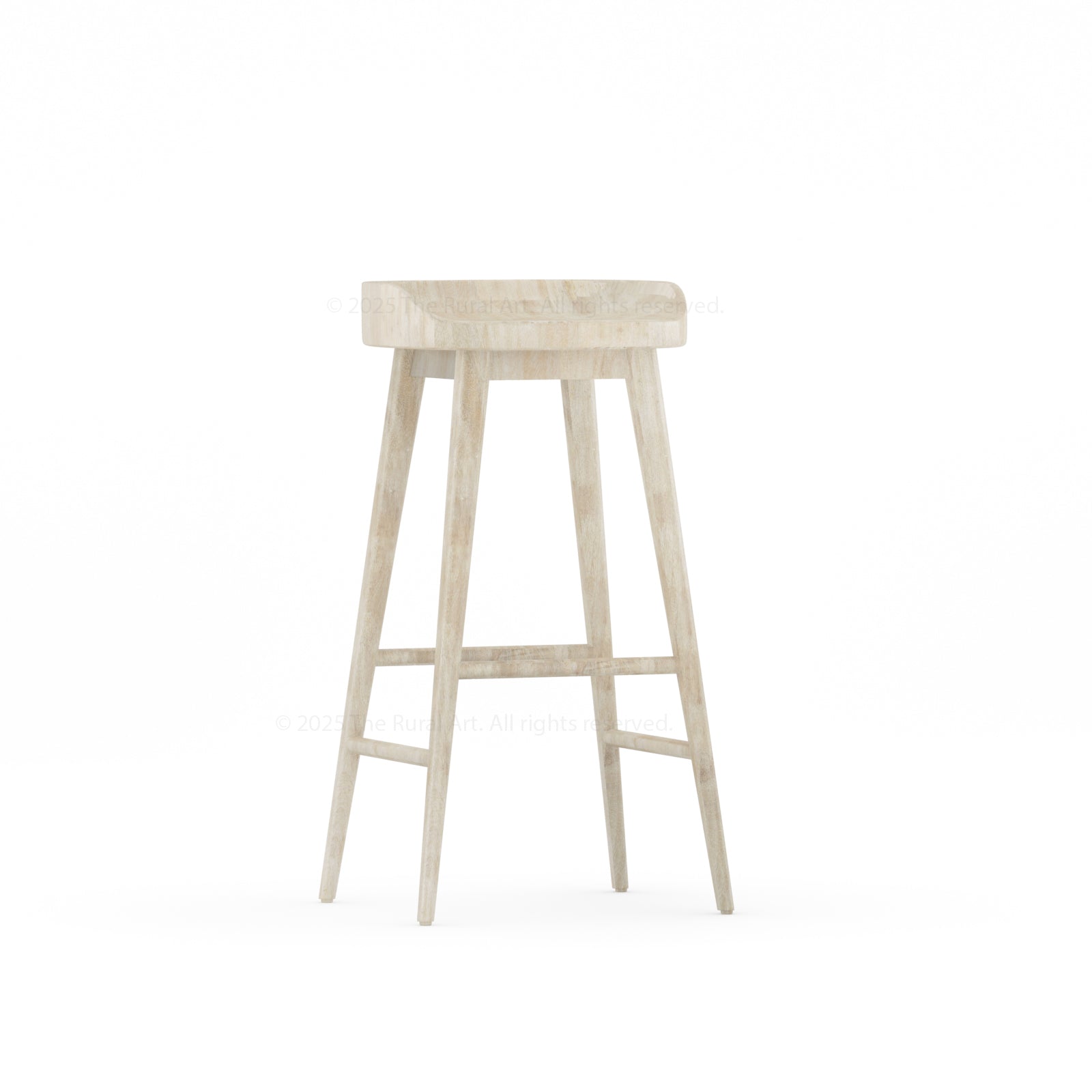 Ithaca Solid Wood Bar Stool Sculpted Seat Japandi Style