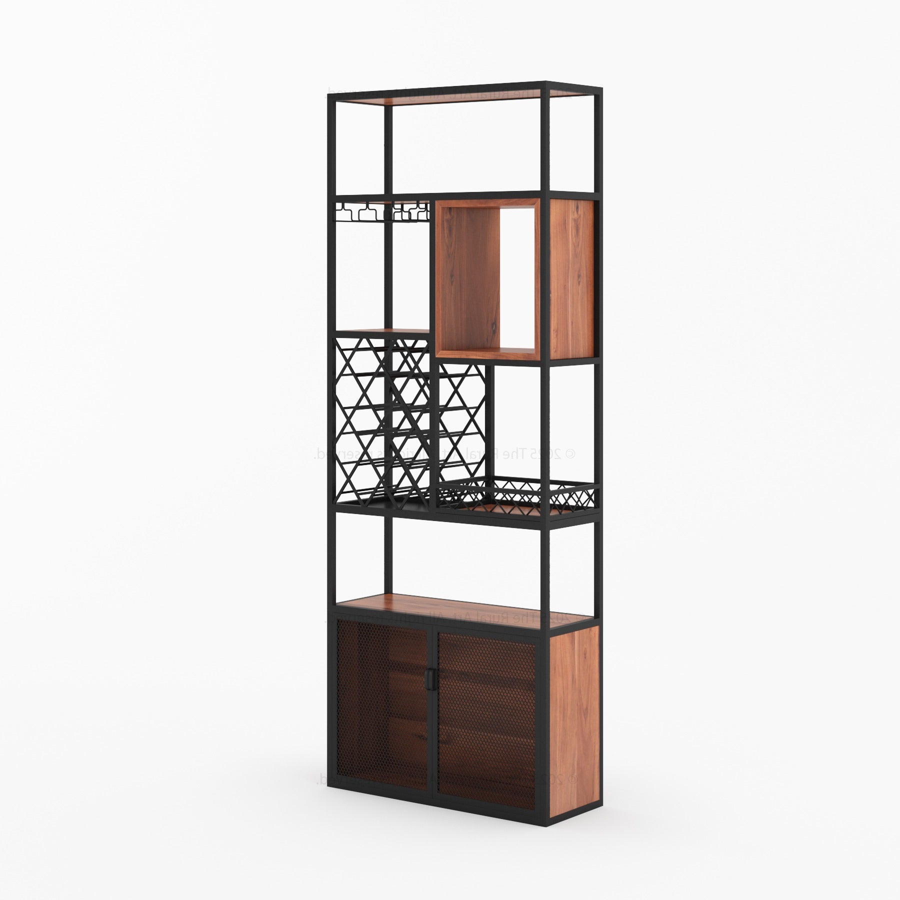 Philadelphia Modular Industrial Home Wine Bar Cabinet Rack