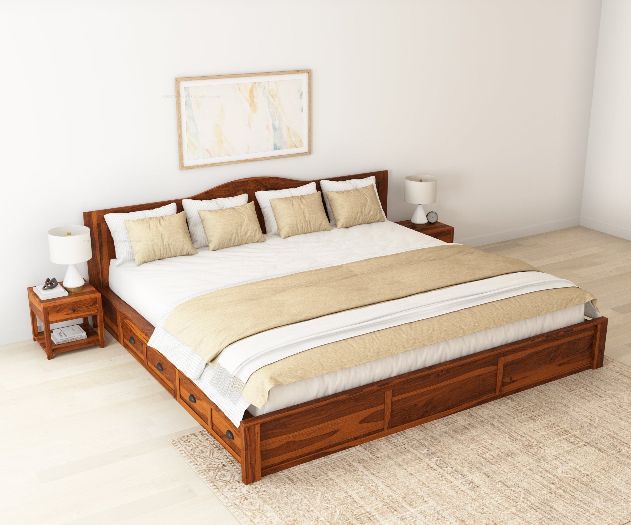 Solid Wood Storage Bed with Headboard & Slats | Glendale Grandeur