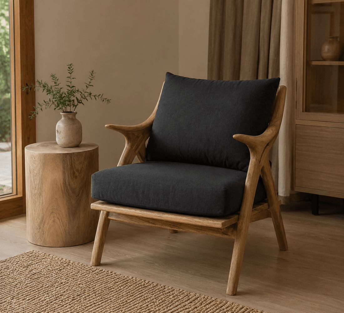 Calexico Solid Teak Wood Lounge Chair with Cushions | 1 Seater &amp; 2 Seater Options