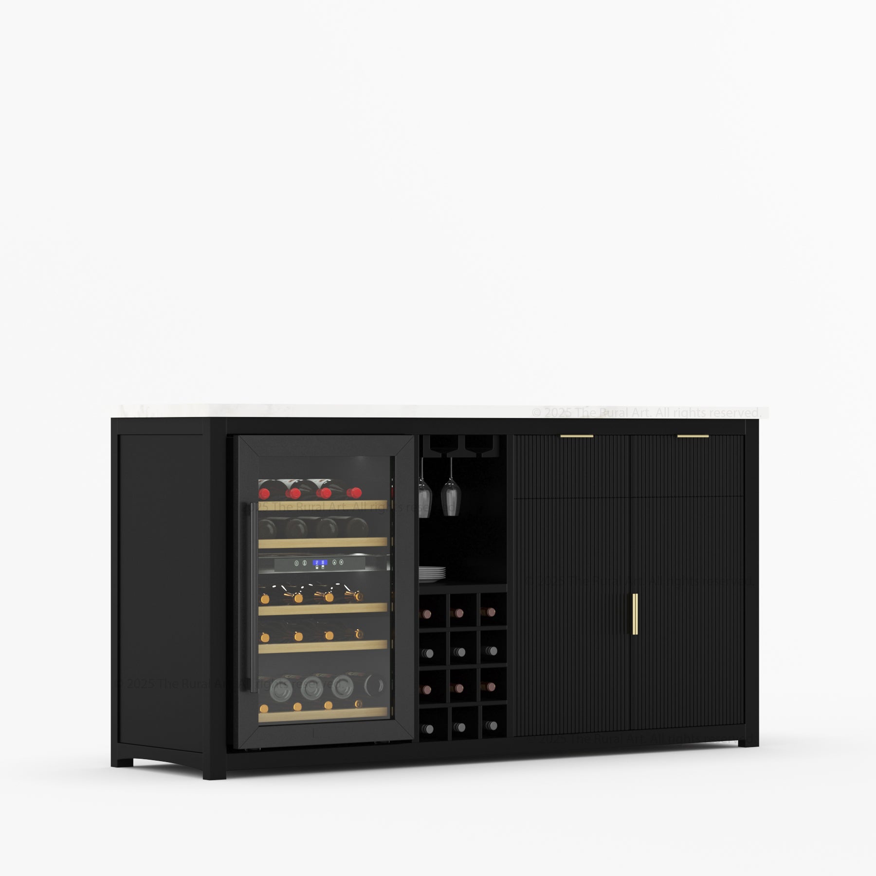 Sonoma Modern Black Bar Cabinet with Mini Fridge Space