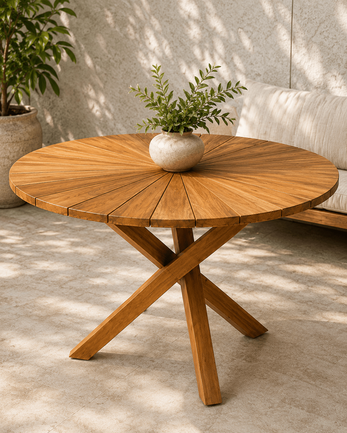 Stuttgart Sunburst Solid Wood Round Coffee Table