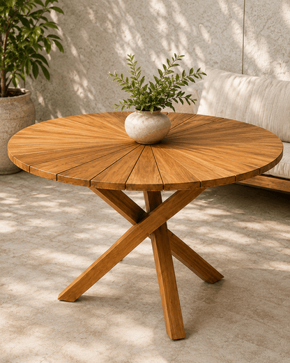 Stuttgart Sunburst Solid Wood Round Coffee Table