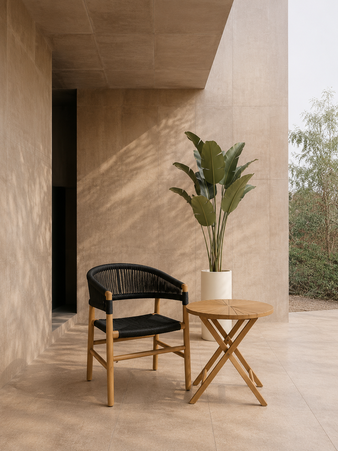 Valdez Solid Teak Wood Rope Dining Chair