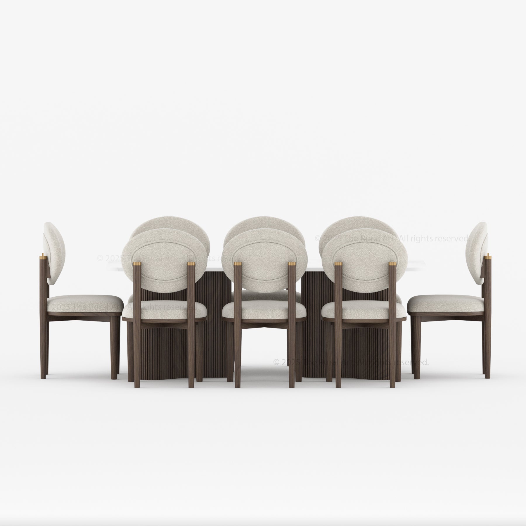 Valdez Fluted Dining Table &amp; Upholstered Chair Set