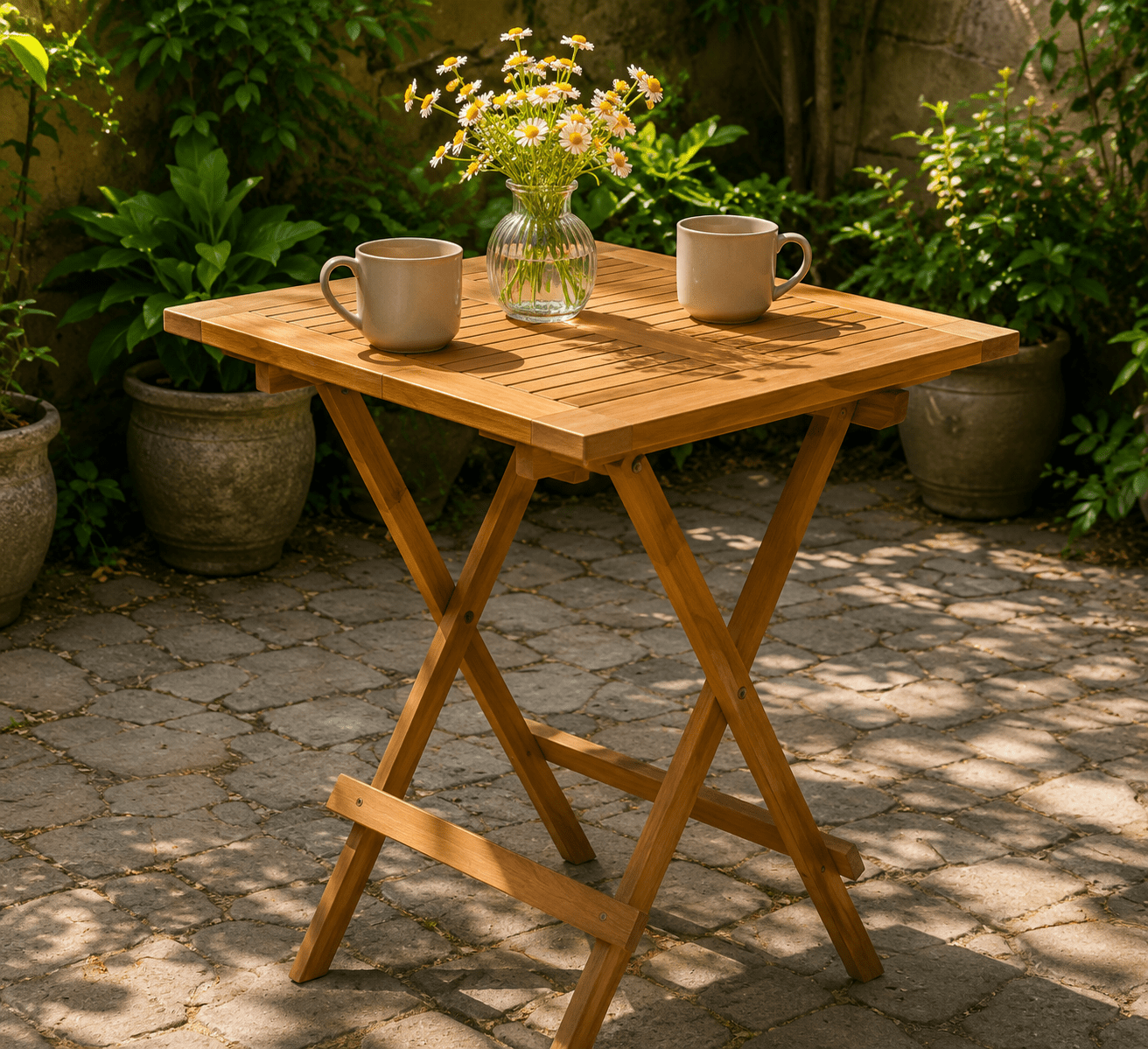 Fresno Folding Solid Wood Square Outdoor Table
