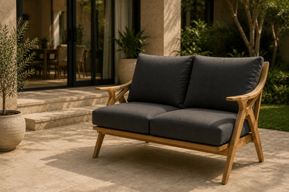 Calexico Solid Teak Wood Lounge Chair with Cushions | 1 Seater &amp; 2 Seater Options