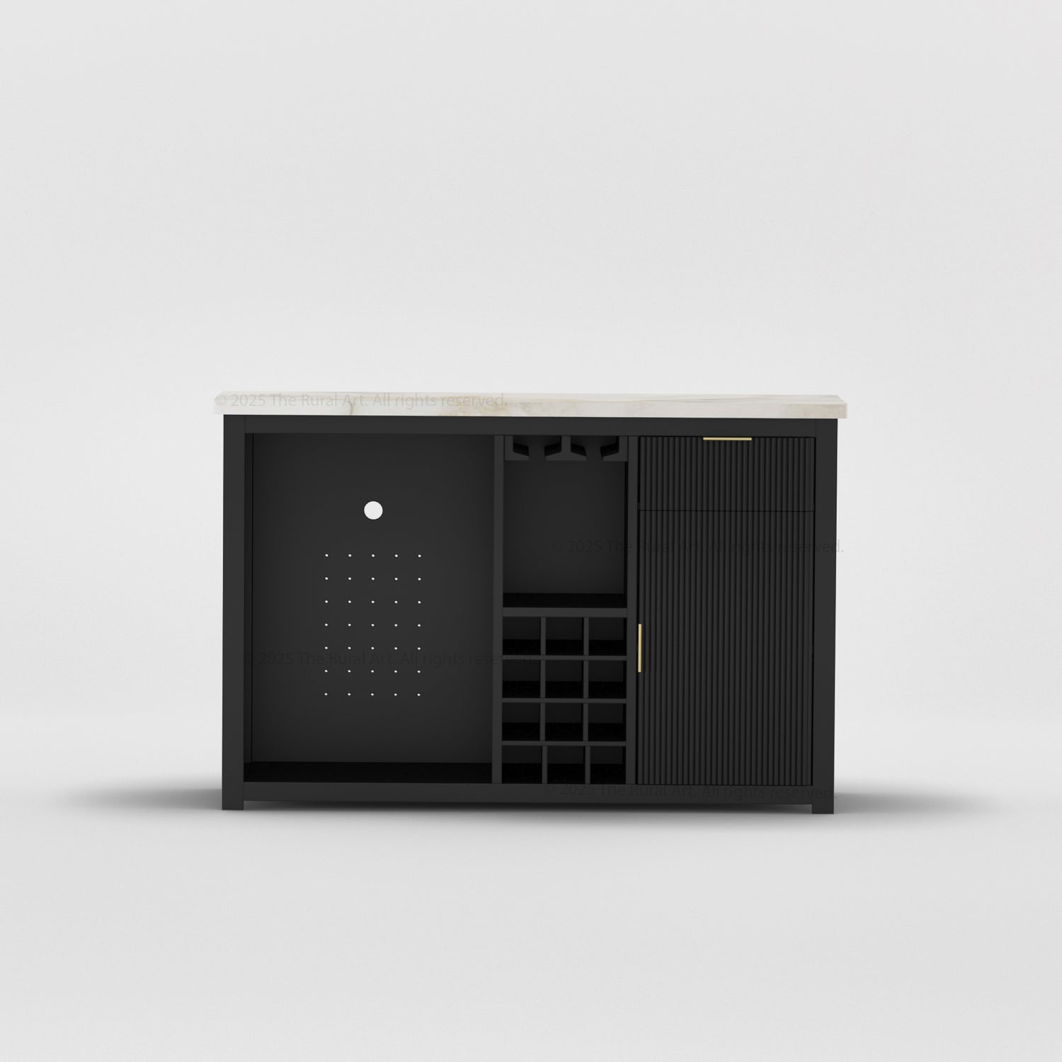 Sonoma Modern Black Bar Cabinet with Mini Fridge Space