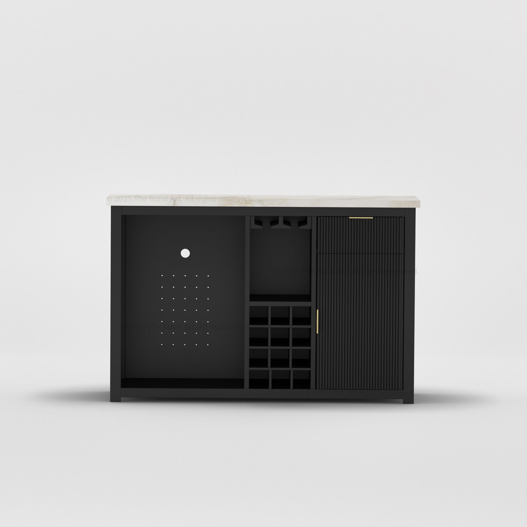 Sonoma Modern Black Bar Cabinet with Mini Fridge Space