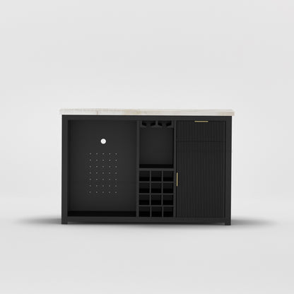 Sonoma Modern Black Bar Cabinet with Mini Fridge Space
