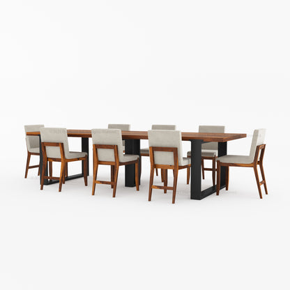 Ashland Modern Solid Wood Dining Table Upholstered Chairs Set with Dual-Tone Legs