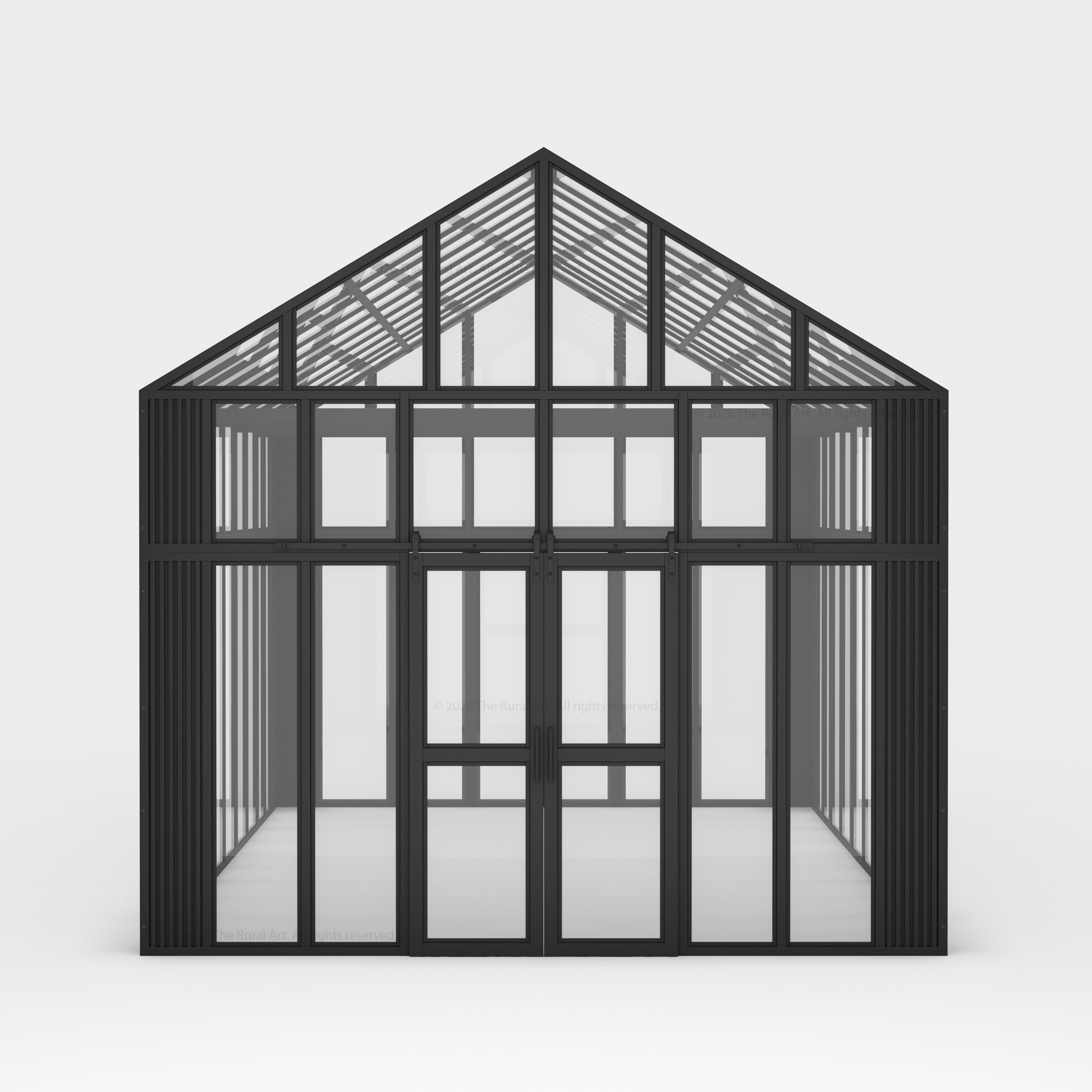 Boulder Estate Black Metal &amp; Glass Greenhouse