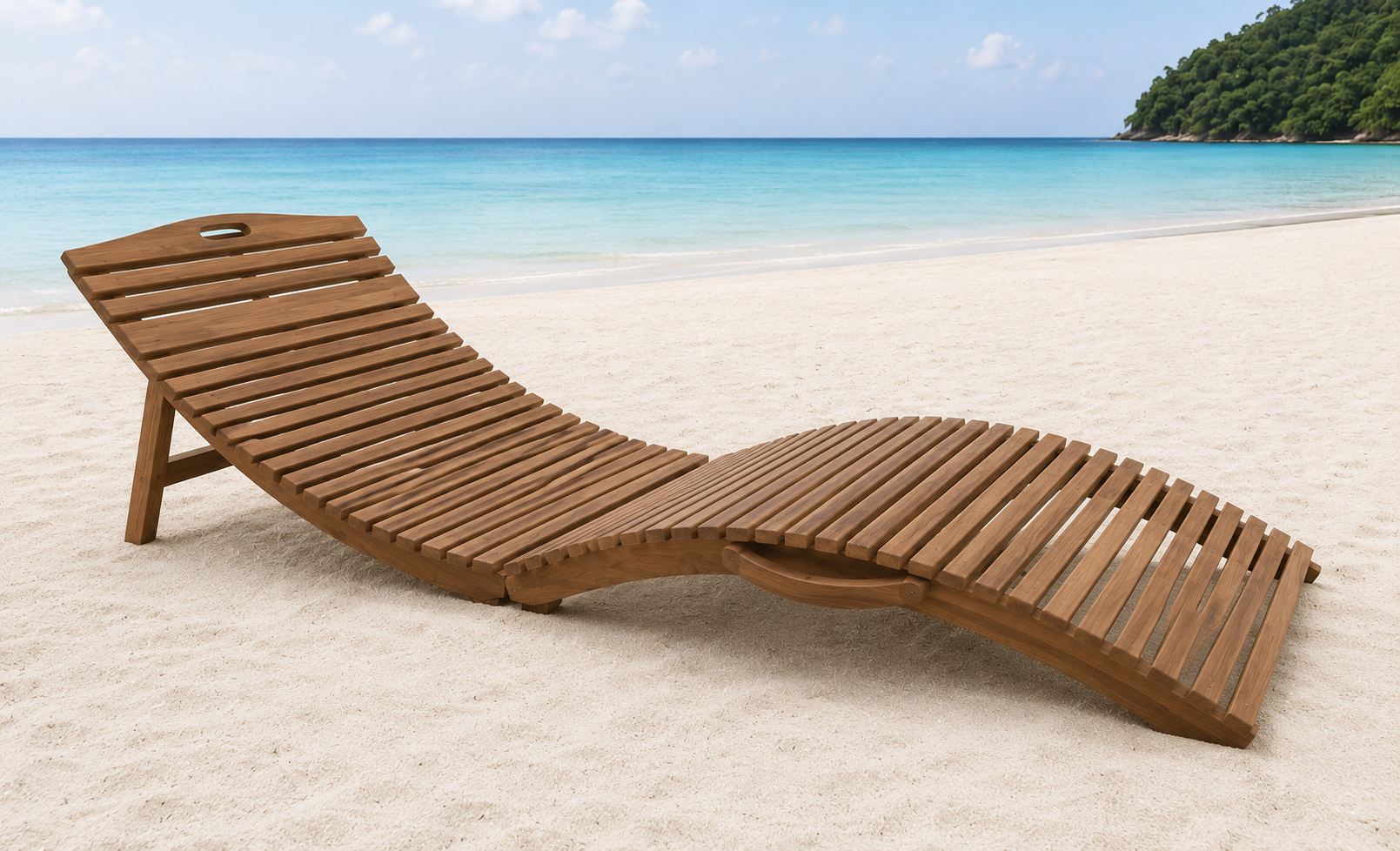 Sitka Solid Teak Wood Folding Portable Sun Lounger