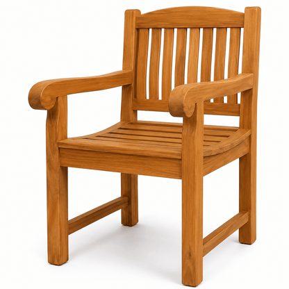 Walpi Solid Teak Wood Slatted Armchair | Indoor &amp; Outdoor Dining Chair