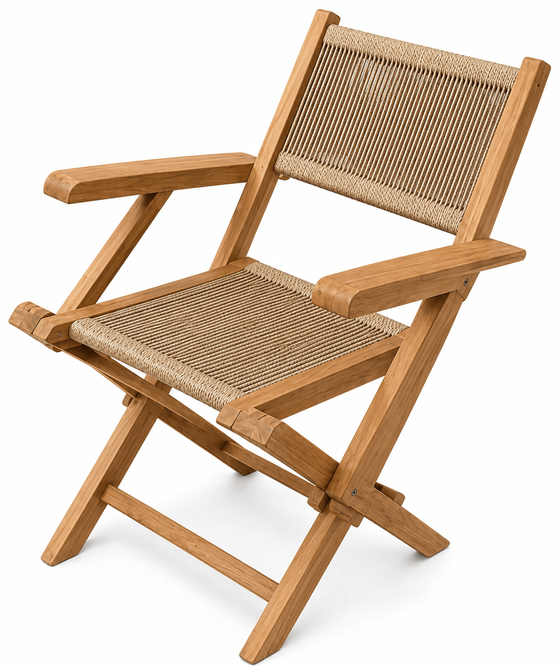 Livermore Solid Teak Wood Folding Rope Lounge Chair