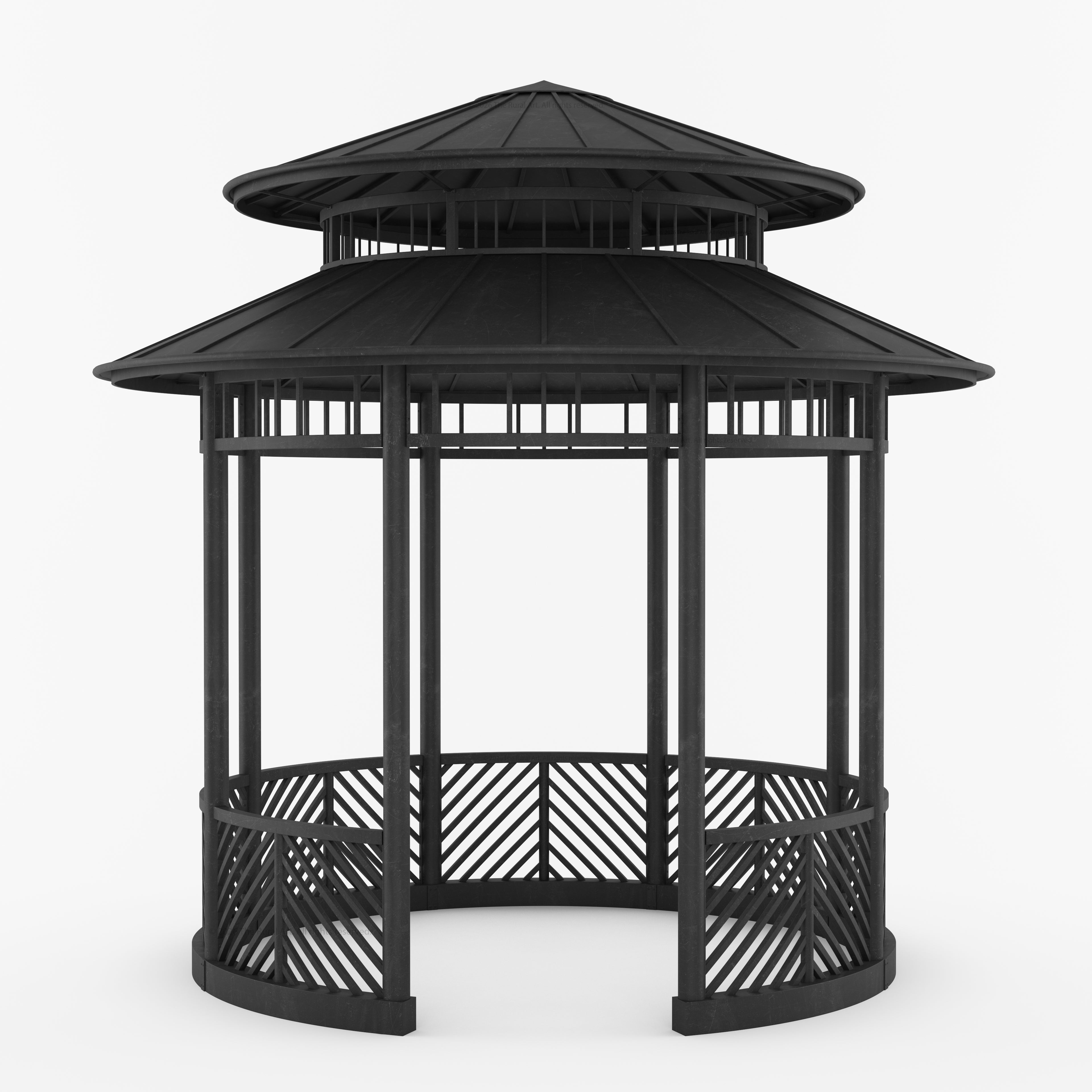 Portsmouth Double-Tier Estate Pavilion Wrought Iron Garden Gazebo