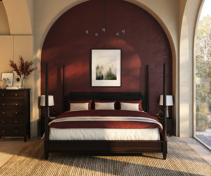 Dothan Four-Poster &amp; Floral-Carved Leg Solid Wood Bedroom Collection