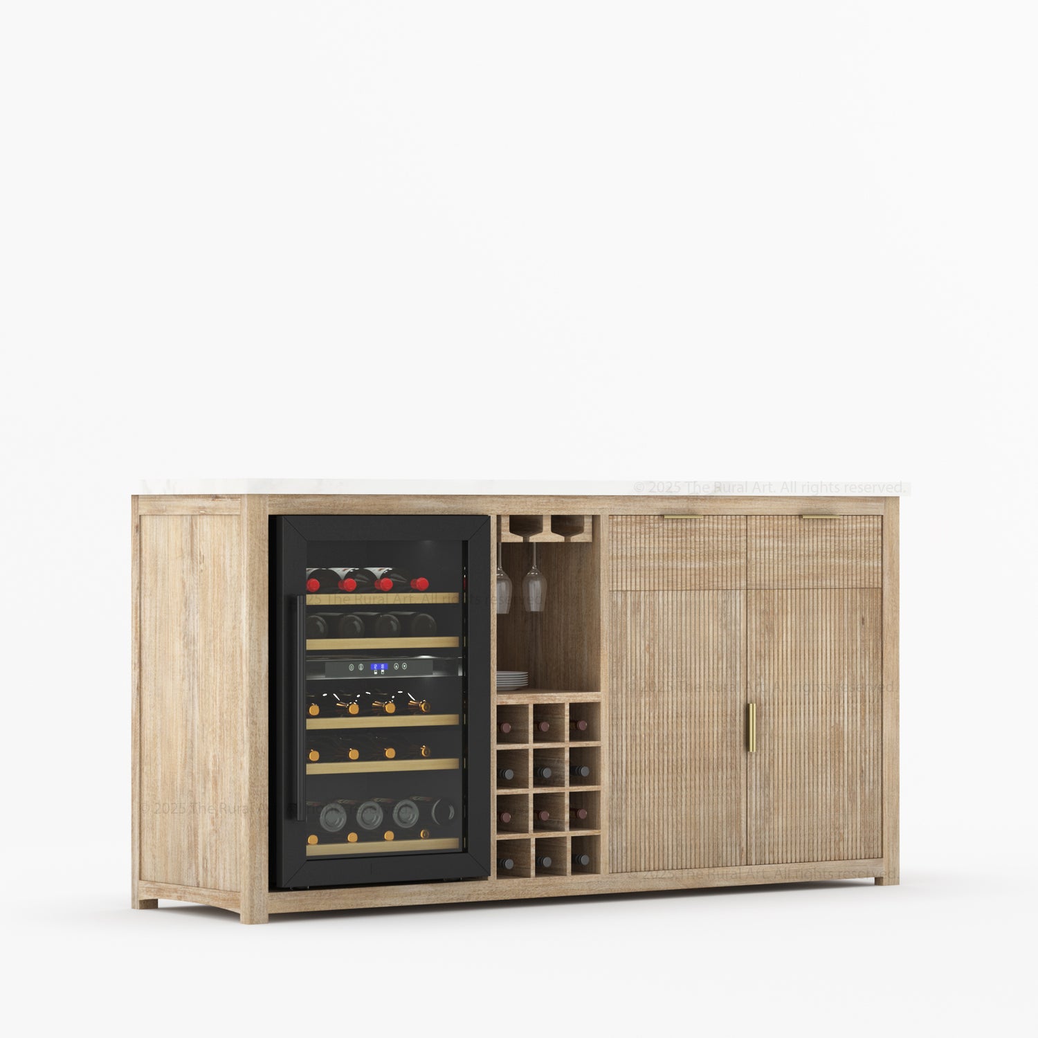 Sonoma Modern Black Bar Cabinet with Mini Fridge Space