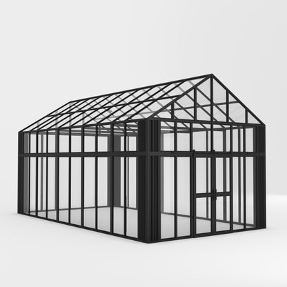 Boulder Estate Black Metal &amp; Glass Greenhouse