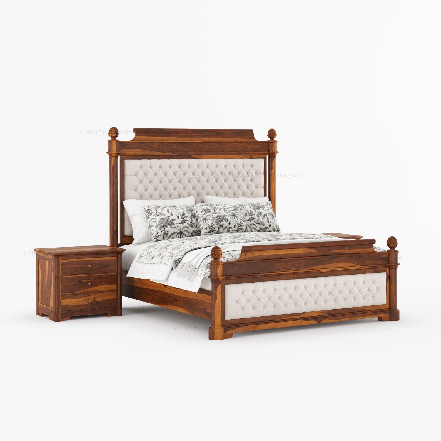 Abilene Solid Wood Platform Bed with Hand Tufted Upholstered Headboard