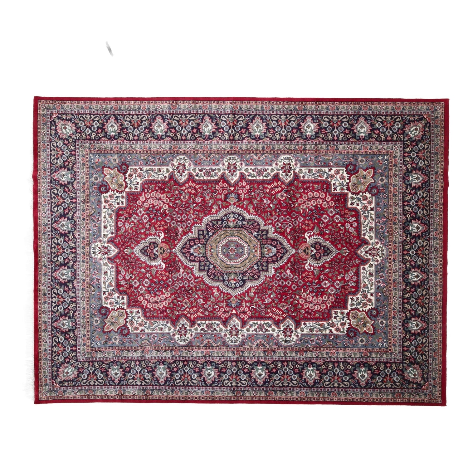Zareen Hand-Knotted Wool Kashan Rug – Crimson Red &amp; Midnight Blue