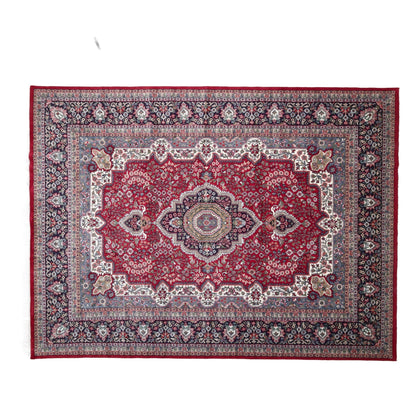 Zareen Hand-Knotted Wool Kashan Rug – Crimson Red &amp; Midnight Blue