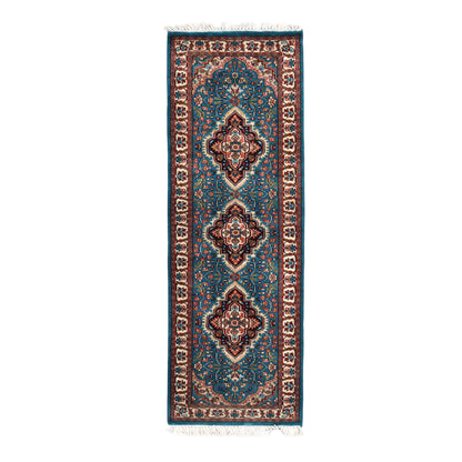 Highland Turquoise Hand-Knotted Wool Runner Rug